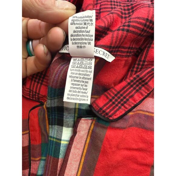 Victoria Secret Sleep Romper Plaid Red DREAM Small - Picture 10 of 10